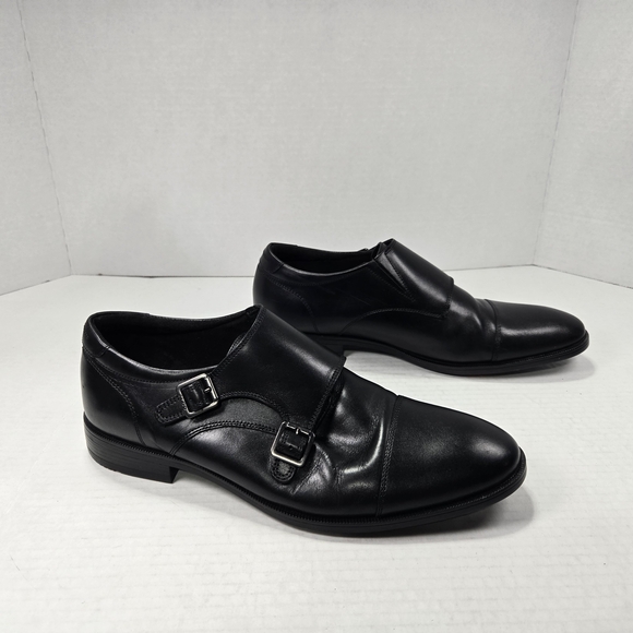 Aldo Men's Holtlanflex Monk Strap Slip-on Black Leather Buckle Loafers Size 8 - Picture 3 of 14